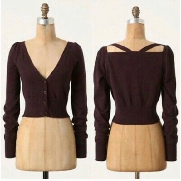 Anthropologie Moth Purple Cropped Sweater - Picture 1 of 5